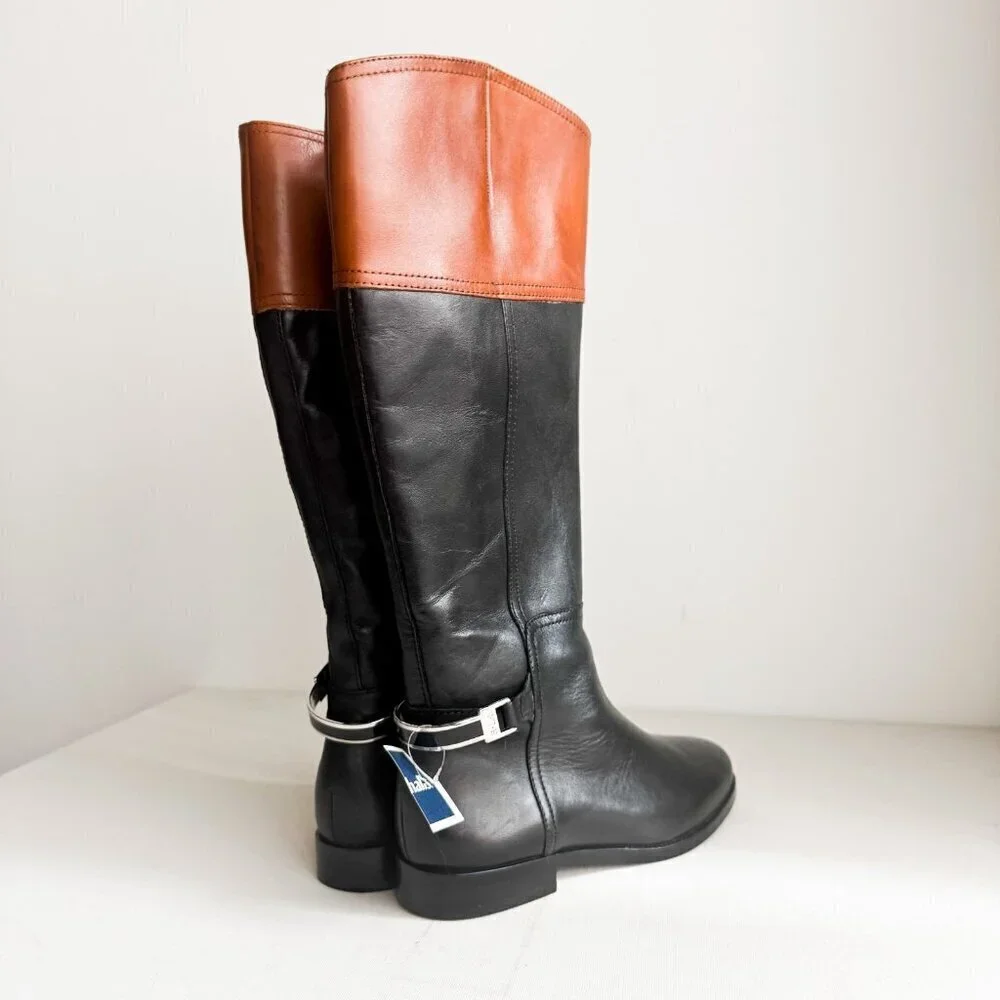 Lauren Ralph Lauren Two Tone Leather Riding Style Knee High Boots NWT